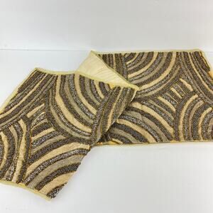 Winter Dreams Gold and Silver Beaded Table Runner 13 x 37